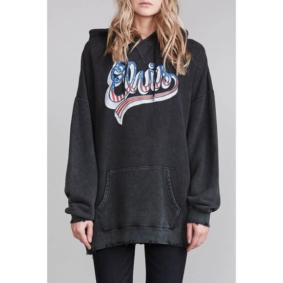 R13 Elvis Flag Logo Oversized Hoodie - Picture 2 of 10